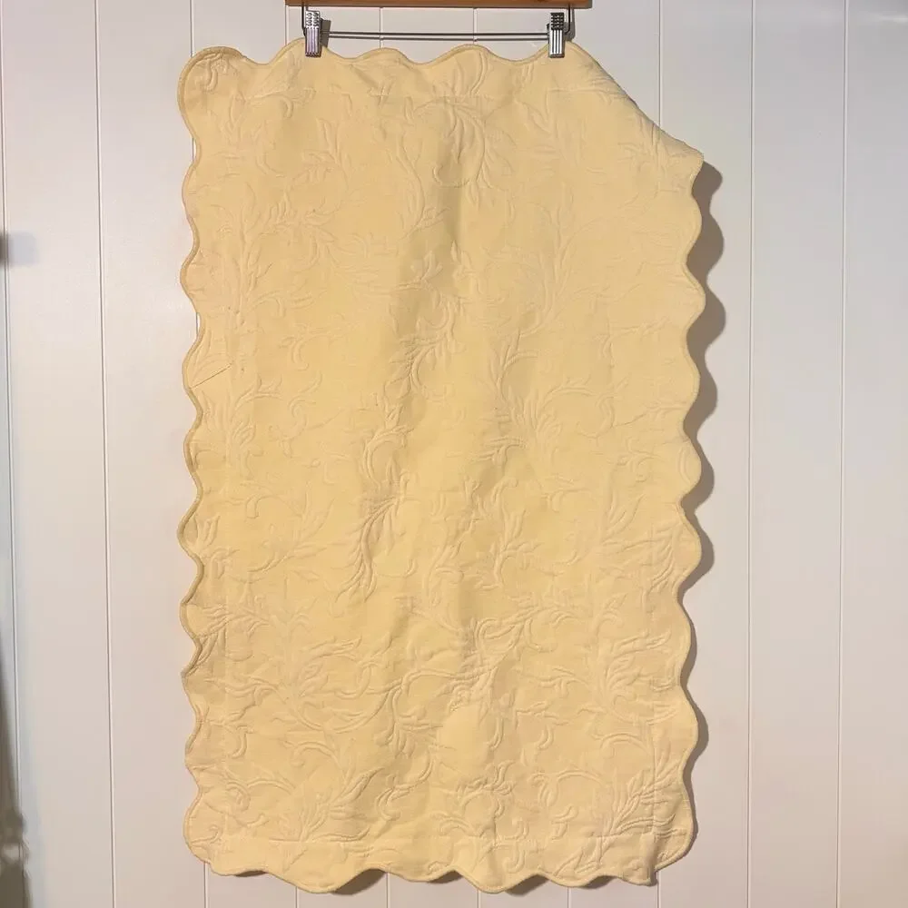 JCP Home King Pillow Sham Cream Embossed Floral Scalloped Edge
